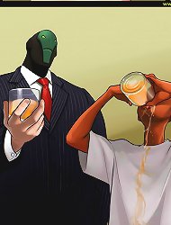 Young dark bloke drinks the breast milk of attractive white bitch with ice-cubes interracial comic porn