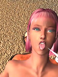 I want your nectar! Let it get inside me! Pink haired girl fucked on this 3d comics