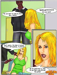 Sexy blonde starring her pussy and enormous tits with well-hung black guy in the interracial cartoon!